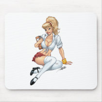 Sexy Blond School Girl Pin-up by Al Rio Mouse Pad