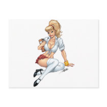 Sexy Blond School Girl Pin-up by Al Rio postcards