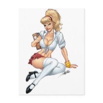 Sexy Blond School Girl Pin-up by Al Rio postcards by AlRioArt Sexy Blond School Girl Pin-up by Al Rio postcards