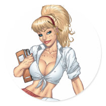 Sexy Blond School Girl Pin-up by Al Rio Stickers