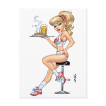 Sexy Blond Waitress by Al Rio postcards by AlRioArt Sexy Blond Waitress by Al Rio postcards
