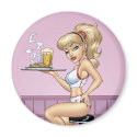 Sexy Blond Waitress Customizable Pinup by Al Rio magnets