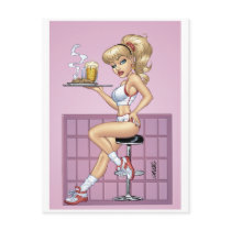 Sexy Blond Waitress Customizable Pinup by Al Rio postcards by AlRioArt Sexy Blond Waitress Customizable Pinup by Al Rio postcards