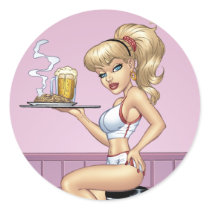 Sexy Blond Waitress Customizable Pinup by Al Rio stickers