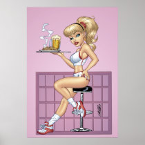 Sexy Blond Waitress POSTER Pinup by Al Rio