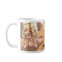 Sexy Blond with Laptop in Bed by Al Rio mugs