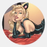 Sexy Blonde Kitty Cat by Al Rio Round Stickers