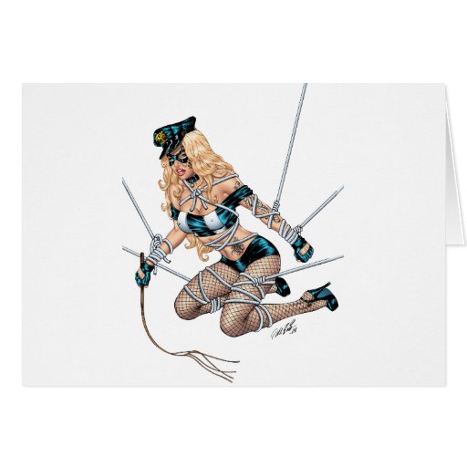 Sexy Bondage Blond with Whip by Al Rio Greeting Card
