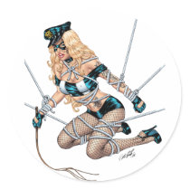 Sexy Bondage Blond with Whip by Al Rio Sticker