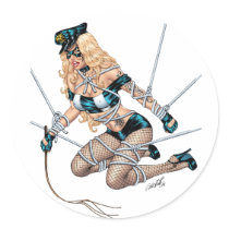 Sexy Bondage Blond with Whip by Al Rio stickers by AlRioArt Sexy Bondage Blond with Whip by Al Rio stickers