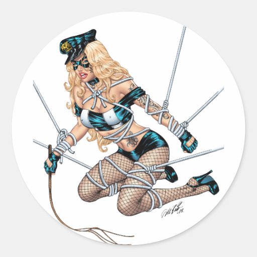 Sexy Bondage Blond with Whip by Al Rio Sticker