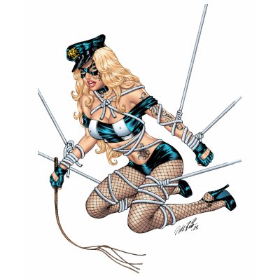 Sexy Bondage Blond with Whip by Al Rio Tshirt by AlRioArt Rope anyone
