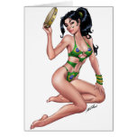 Sexy Brazilian Bikini Girl Pinup by Al Rio Greeting Card