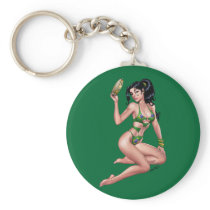 Sexy Brazilian Bikini Girl Pinup by Al Rio Keychain