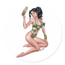 Sexy Brazilian Bikini Girl Pinup by Al Rio stickers