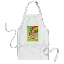Sexy Brazilian Girl wearing  Brazil Flag + Rainbow Aprons