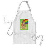 Sexy Brazilian Girl wearing  Brazil Flag + Rainbow Aprons