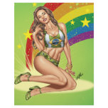 Sexy Brazilian Girl wearing  Brazil Flag + Rainbow Personalized Flyer