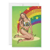 Sexy Brazilian Girl wearing  Brazil Flag + Rainbow Invite