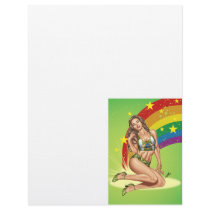 Sexy Brazilian Girl wearing  Brazil Flag + Rainbow Letterhead Design