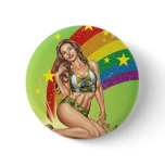 Sexy Brazilian Girl wearing the Brazil Flag Pinback Buttons