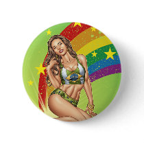 Sexy Brazilian Girl wearing the Brazil Flag Buttons