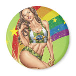 Sexy Brazilian Girl wearing the Brazil Flag Magnets