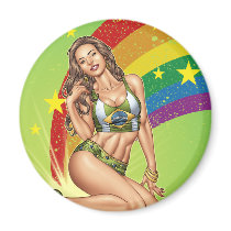 Sexy Brazilian Girl wearing the Brazil Flag Fridge Magnet