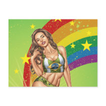 Sexy Brazilian Girl wearing the Brazil Flag Postcards