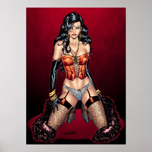 Sexy Brunette in Lingerie Poster by Al Rio print