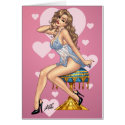 Sexy Brunette Lingerie Pin-up Girl by Al Rio card