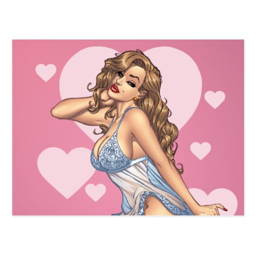 Sexy Brunette Lingerie Pin-up Girl by Al Rio Postcards