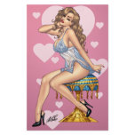 Sexy Brunette Lingerie Pin-up Girl by Al Rio Customized Stationery
