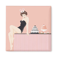 Sexy Bunny with Cakes magnet