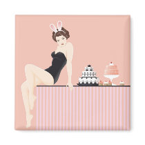 Sexy Bunny with Cakes magnets by kidsfunrecipemagnets Sexy Bunny with Cakes magnets