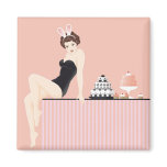 Sexy Bunny with Cakes magnets