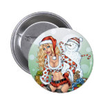 Sexy Christmas Pin-up Girl with Snowman by Al Rio