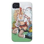 Sexy Christmas Pin-up Girl with Snowman by Al Rio Case-Mate iPhone 4 Case