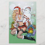 Sexy Christmas Pin-up Girl with Snowman by Al Rio Flyers