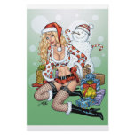 Sexy Christmas Pin-up Girl with Snowman by Al Rio Custom Stationery