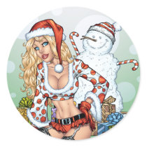 Sexy Christmas Pin-up Girl with Snowman by Al Rio stickers by AlRioArt Sexy Christmas Pin-up Girl with Snowman by Al Rio stickers