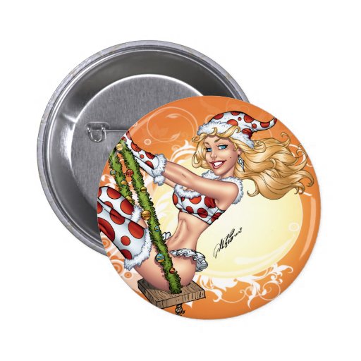 Sexy Christmas Pinup Girl on Swing by Al Rio