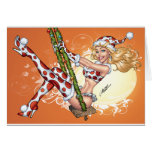 Sexy Christmas Pinup Girl on Swing by Al Rio Greeting Cards