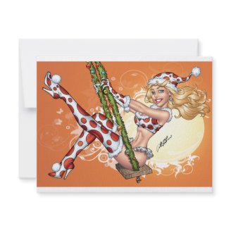 Sexy Christmas Pinup Girl on Swing by Al Rio