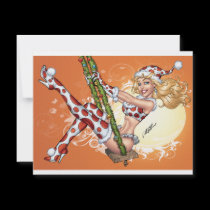 Sexy Christmas Pinup Girl on Swing by Al Rio Custom Invites