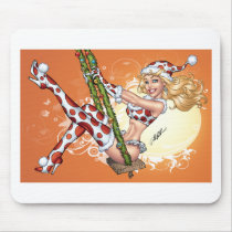 Sexy Christmas Pinup Girl on Swing by Al Rio mousepads by AlRioArt Sexy Christmas Pinup Girl on Swing by Al Rio mousepads