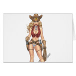 Sexy Cowgirl Country Girl with Guns by Al Rio Greeting Cards