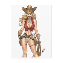Sexy Cowgirl Country Girl with Guns by Al Rio postcards by AlRioArt Sexy Cowgirl Country Girl with Guns by Al Rio postcards