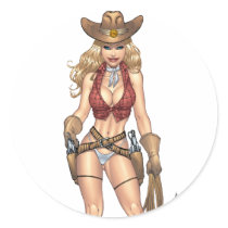 Sexy Cowgirl Country Girl with Guns by Al Rio stickers