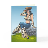Sexy Cowgirl Customizable Greeting Card by Al Rio card